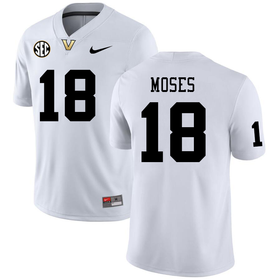Vanderbilt Commodores #18 Hayden Moses College Football Jerseys Sale Stitched-White